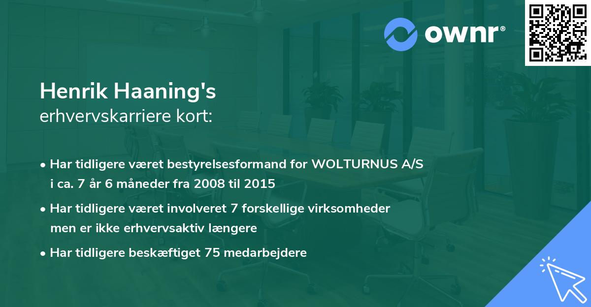 Henrik Haaning's erhvervskarriere kort