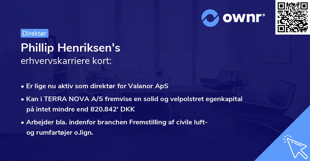 Phillip Henriksen's erhvervskarriere kort