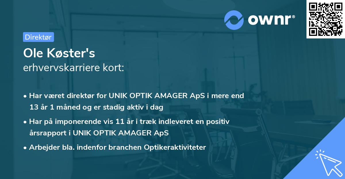 Ole Køster's erhvervskarriere kort