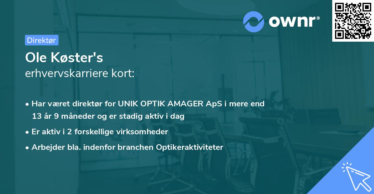 Ole Køster's erhvervskarriere kort