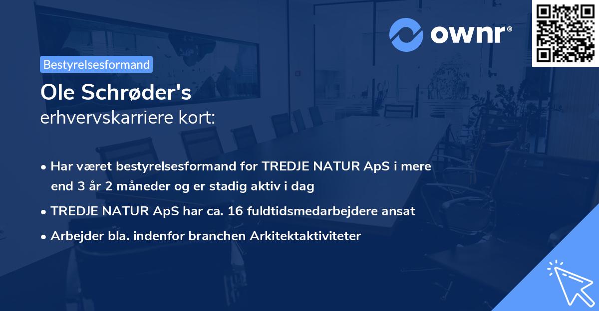 Ole Schrøder's erhvervskarriere kort