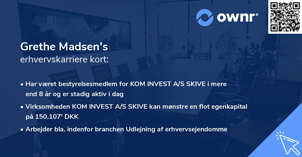 Grethe Madsen's erhvervskarriere kort