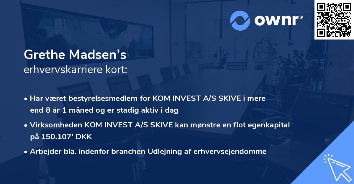 Grethe Madsen's erhvervskarriere kort