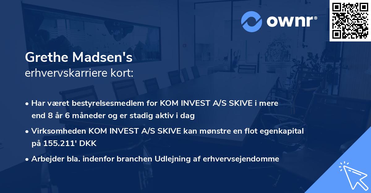 Grethe Madsen's erhvervskarriere kort