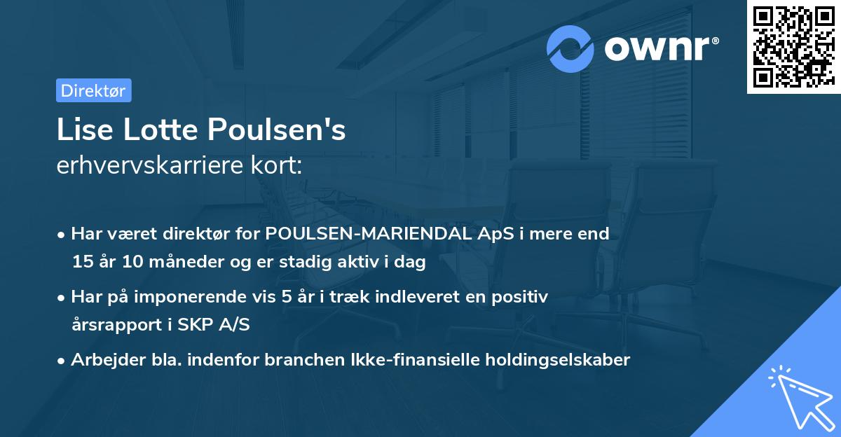Lise Lotte Poulsen's erhvervskarriere kort