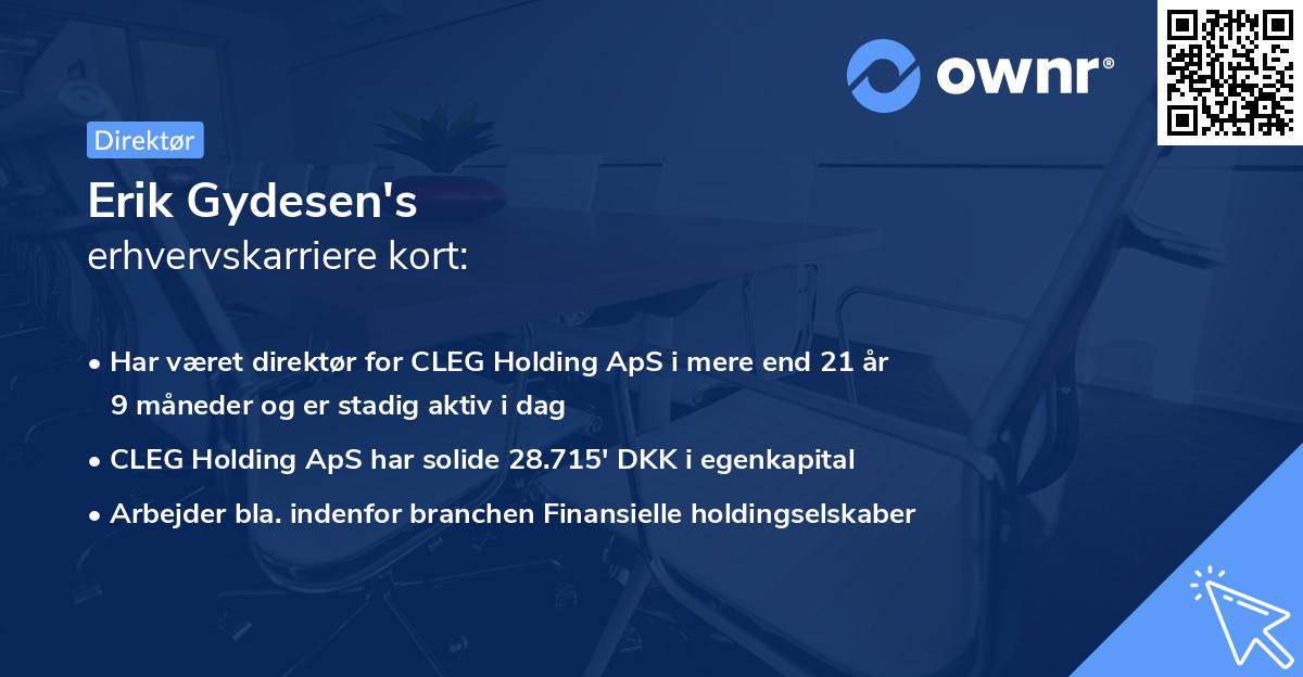 Erik Gydesen's erhvervskarriere kort