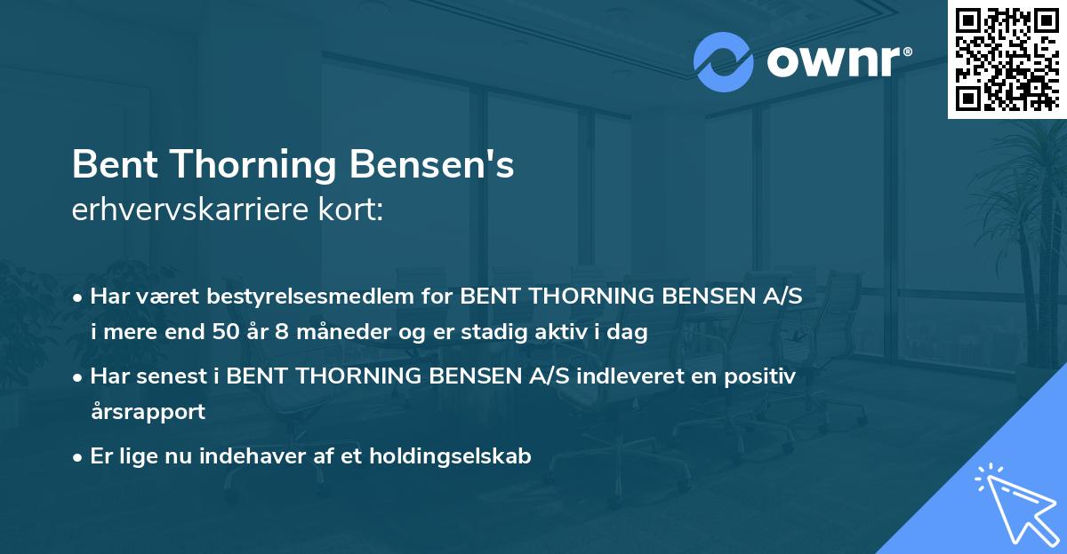 Bent Thorning Bensen's erhvervskarriere kort