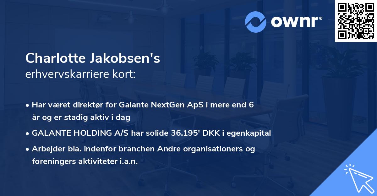Charlotte Jakobsen's erhvervskarriere kort