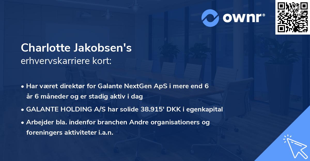 Charlotte Jakobsen's erhvervskarriere kort