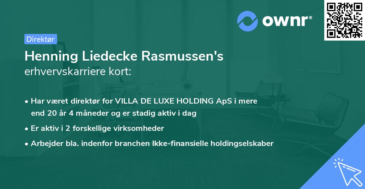 Henning Liedecke Rasmussen's erhvervskarriere kort
