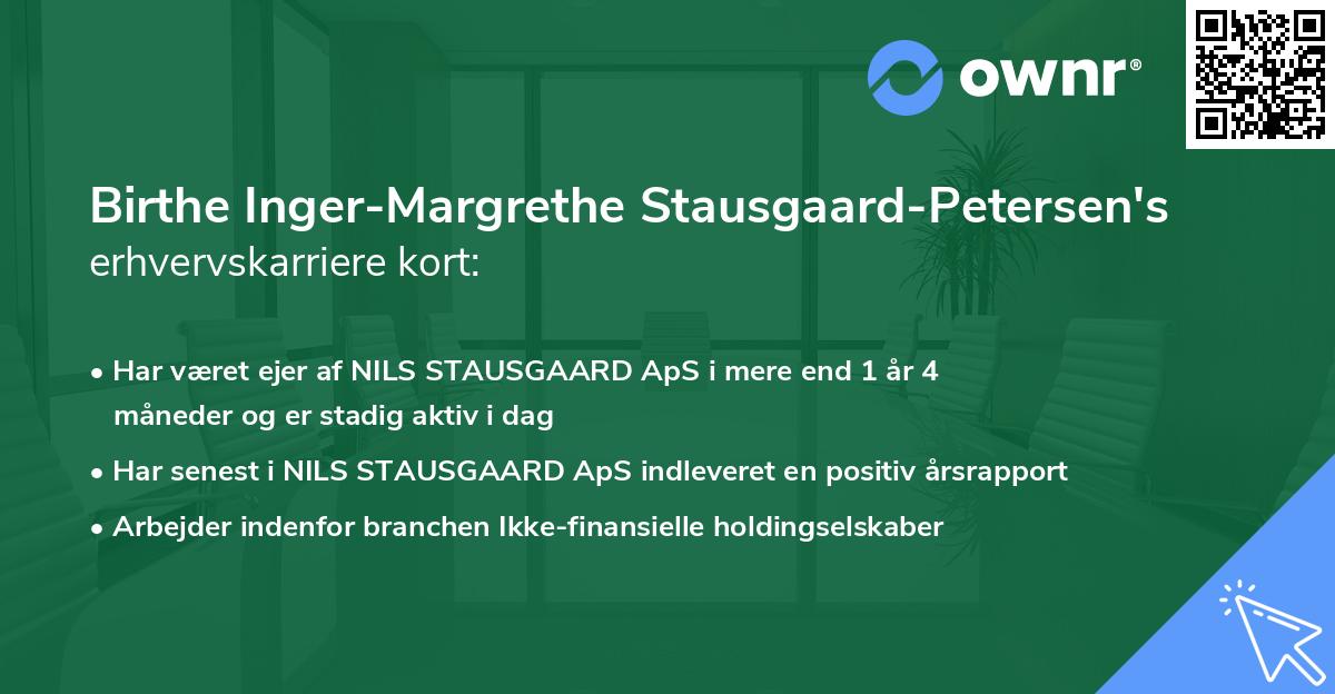 Birthe Inger-Margrethe Stausgaard-Petersen's erhvervskarriere kort