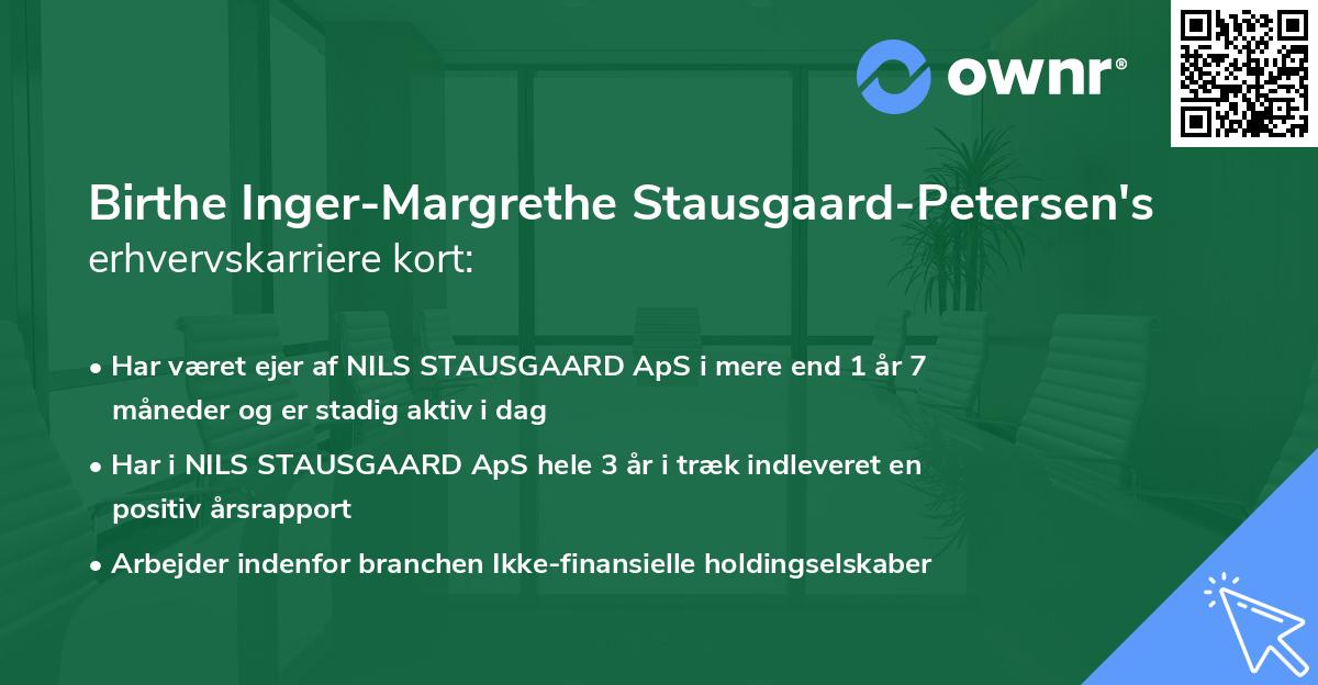 Birthe Inger-Margrethe Stausgaard-Petersen's erhvervskarriere kort