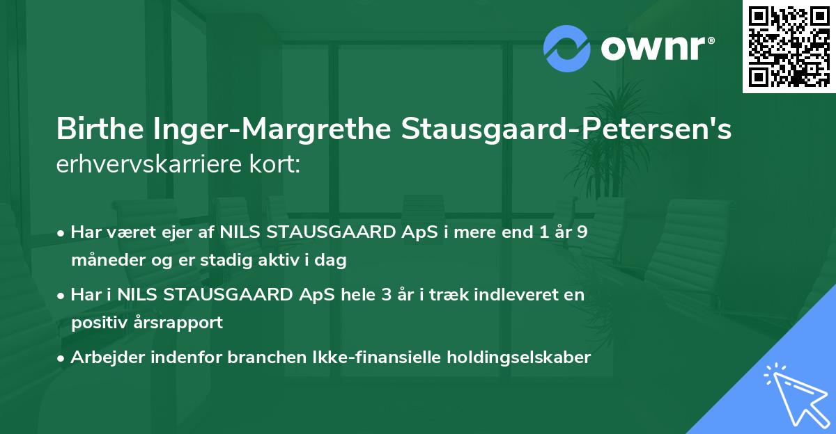Birthe Inger-Margrethe Stausgaard-Petersen's erhvervskarriere kort