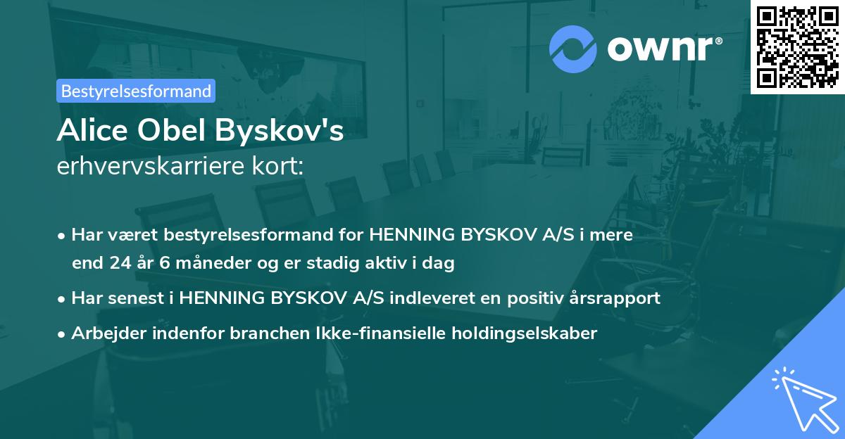 Alice Obel Byskov's erhvervskarriere kort