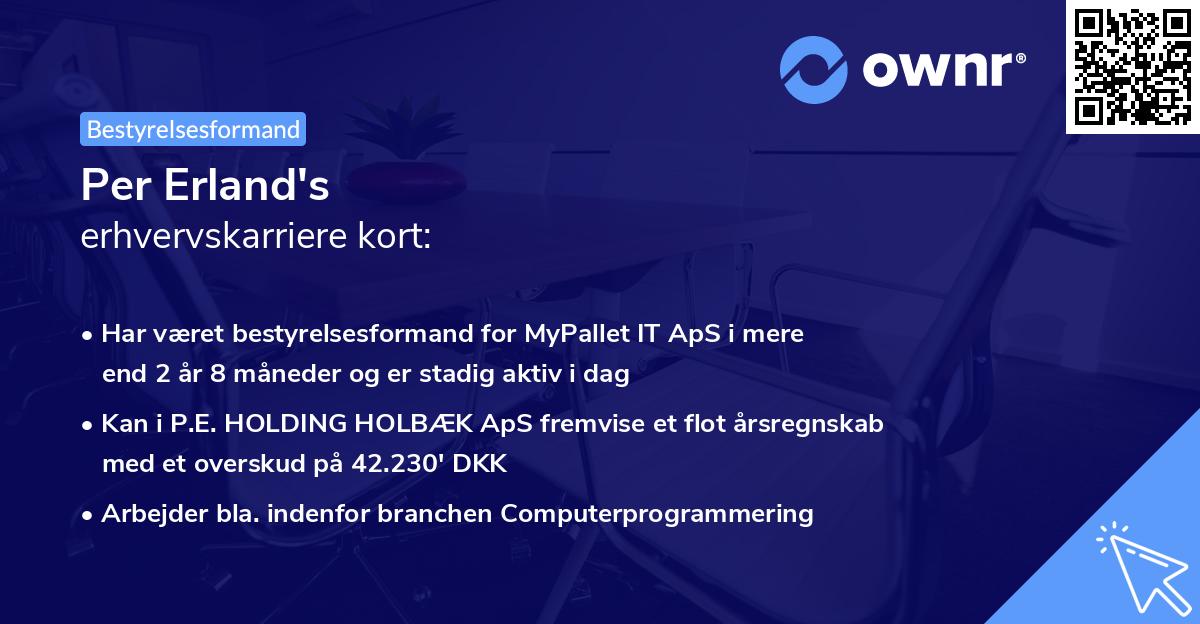 Per Erland's erhvervskarriere kort