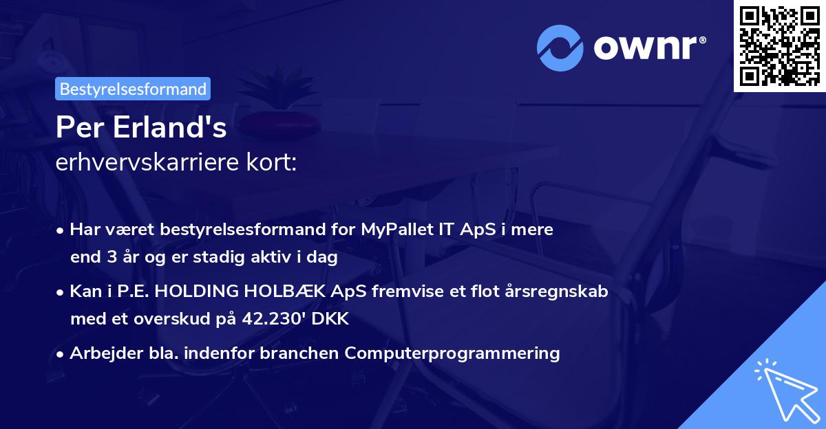 Per Erland's erhvervskarriere kort