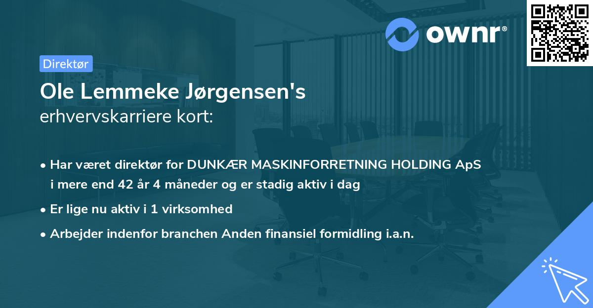 Ole Lemmeke Jørgensen's erhvervskarriere kort
