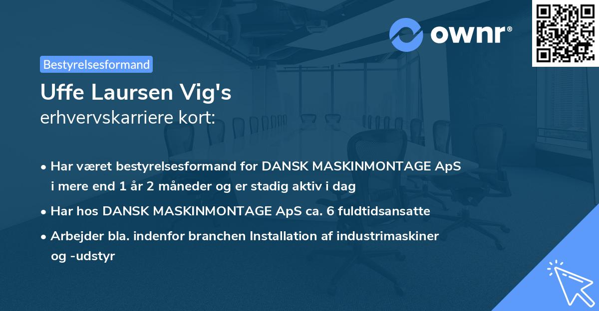 Uffe Laursen Vig's erhvervskarriere kort