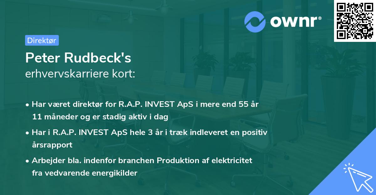 Peter Rudbeck's erhvervskarriere kort