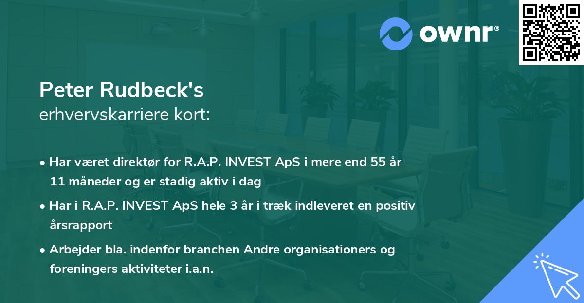 Peter Rudbeck's erhvervskarriere kort