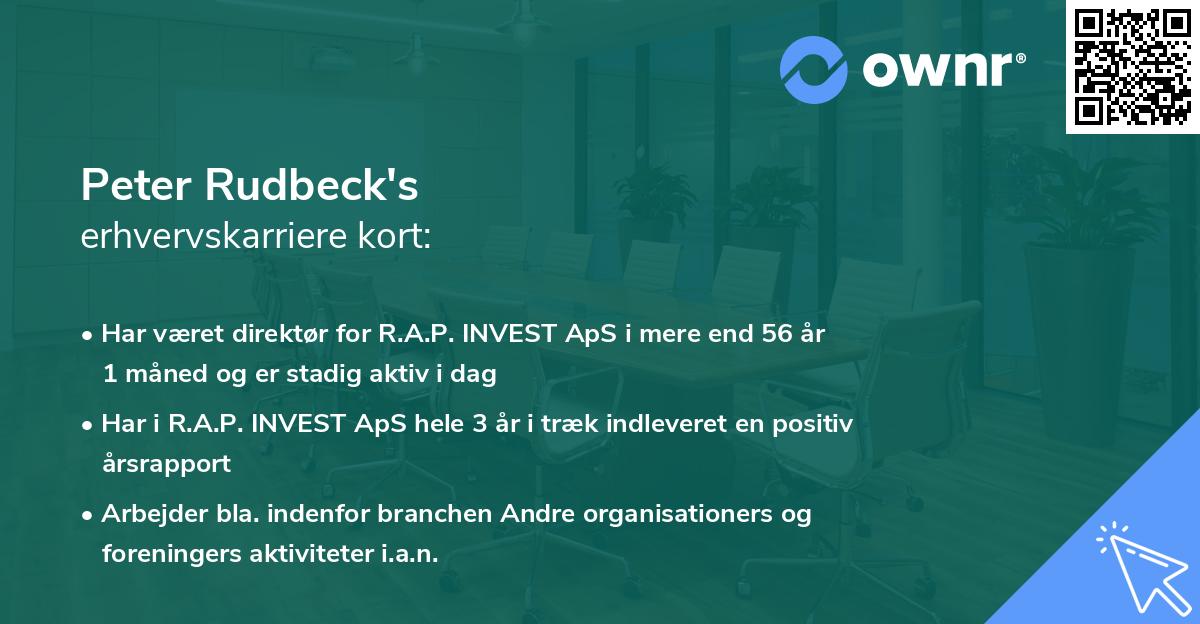 Peter Rudbeck's erhvervskarriere kort
