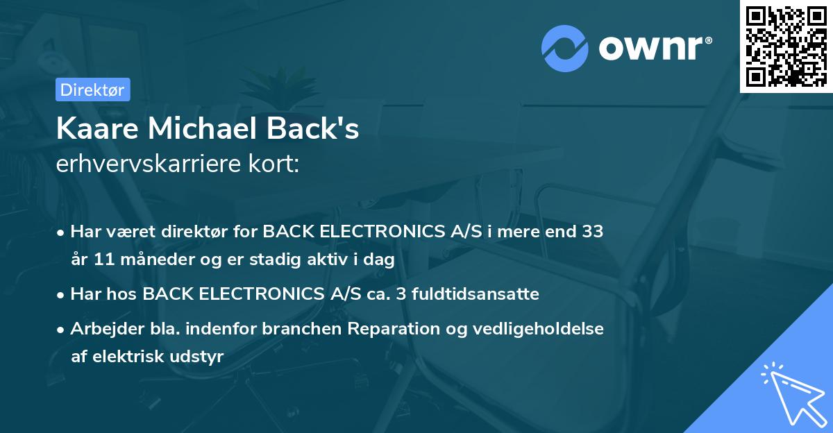 Kaare Michael Back's erhvervskarriere kort