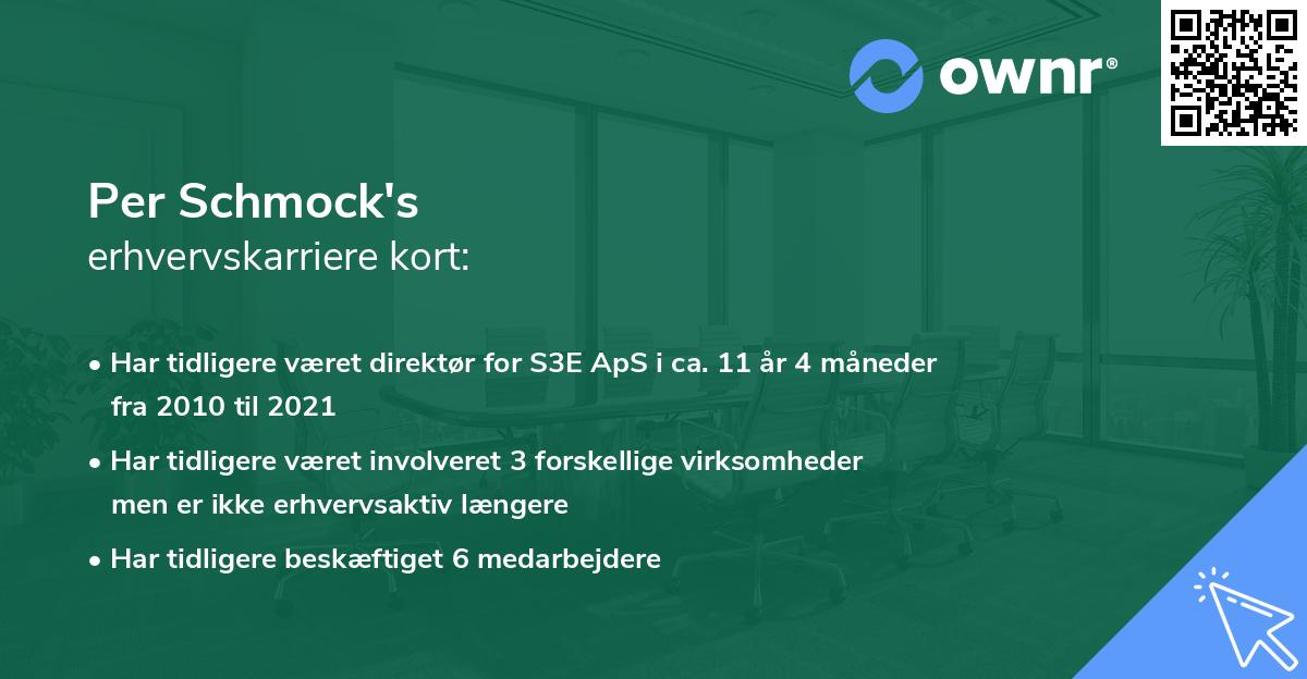 Per Schmock's erhvervskarriere kort
