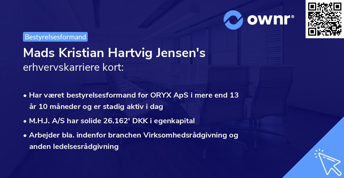 Mads Kristian Hartvig Jensen's erhvervskarriere kort