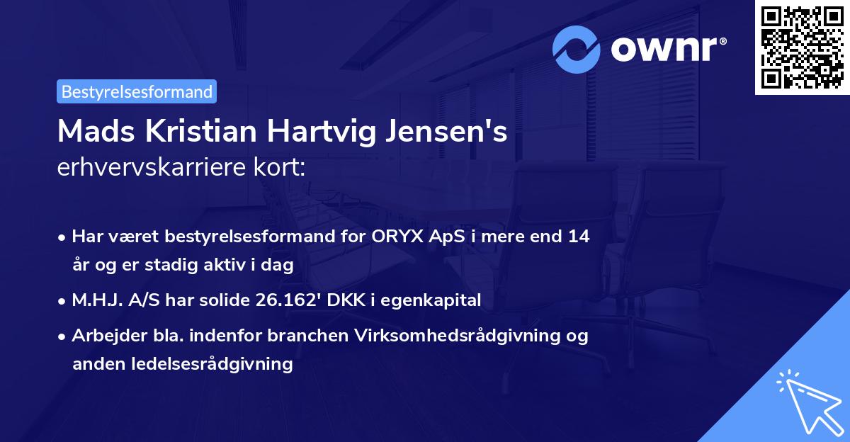 Mads Kristian Hartvig Jensen's erhvervskarriere kort