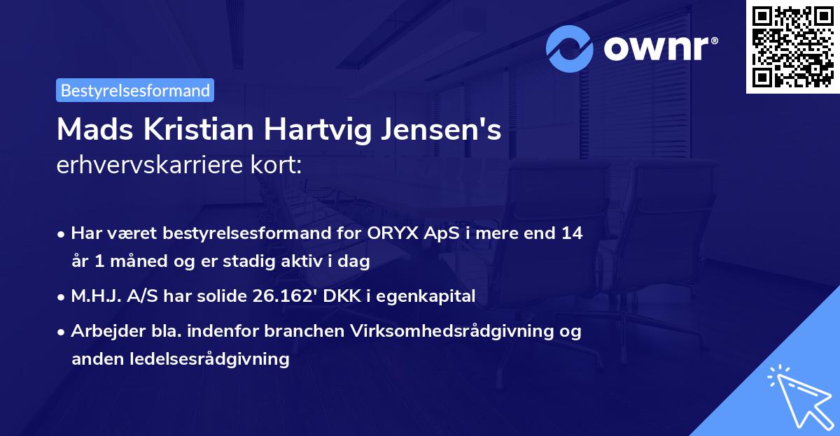 Mads Kristian Hartvig Jensen's erhvervskarriere kort