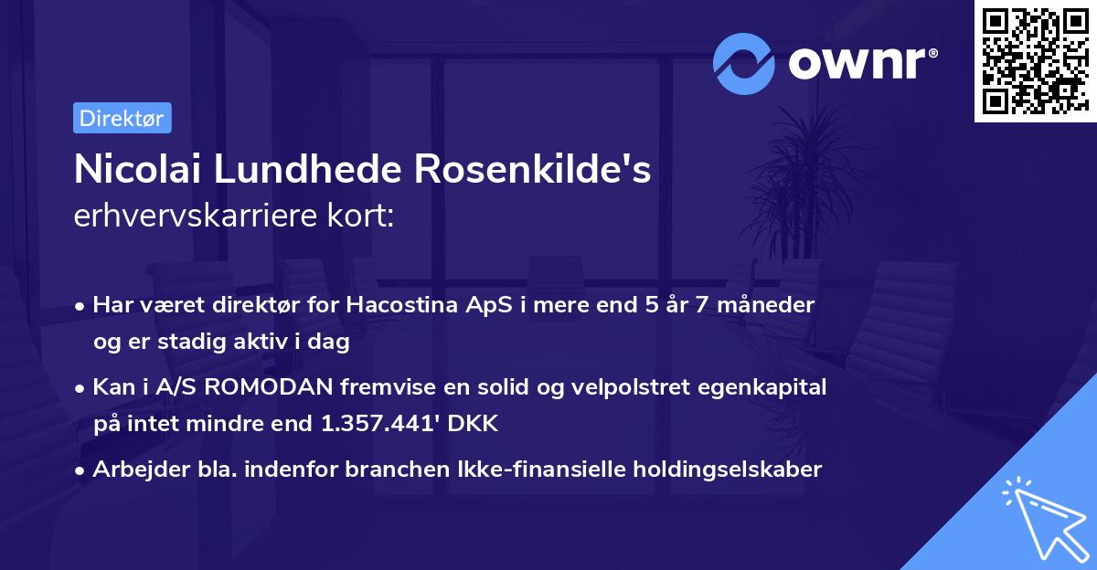 Nicolai Lundhede Rosenkilde's erhvervskarriere kort
