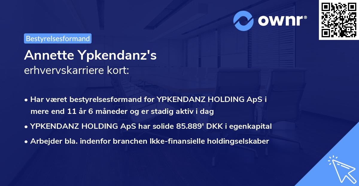 Annette Ypkendanz's erhvervskarriere kort