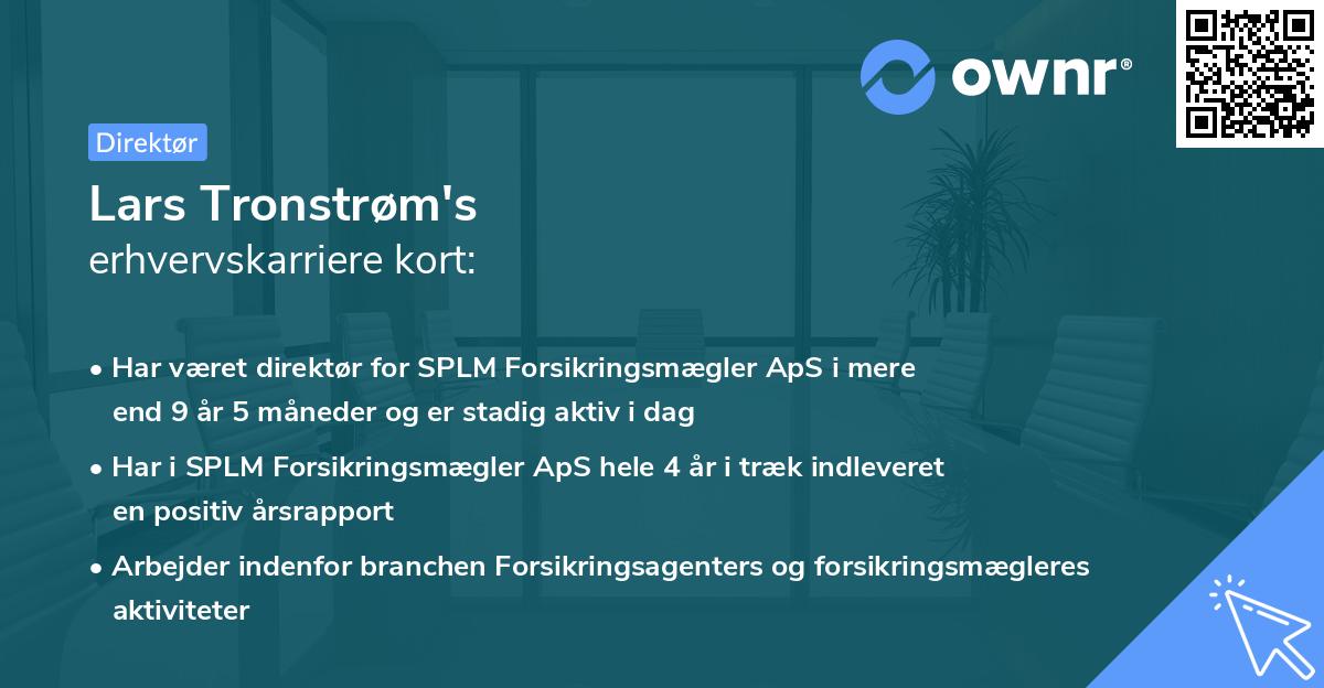 Lars Tronstrøm's erhvervskarriere kort