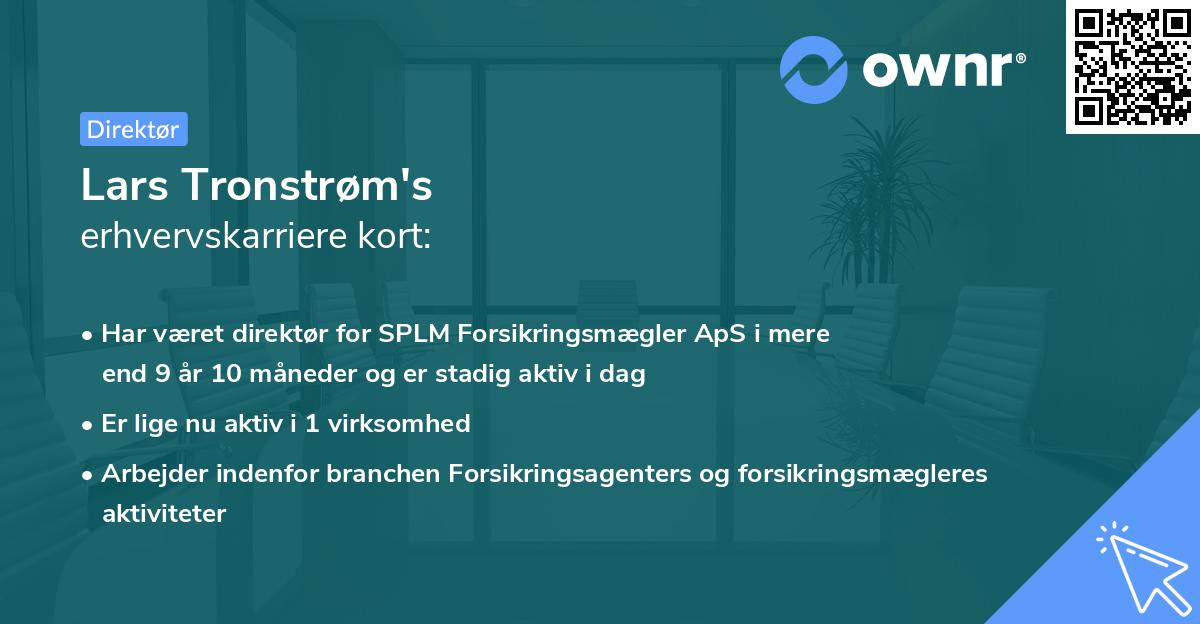 Lars Tronstrøm's erhvervskarriere kort