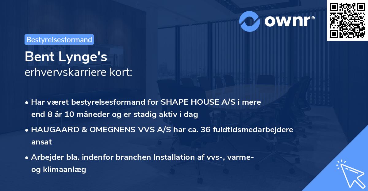 Bent Lynge's erhvervskarriere kort