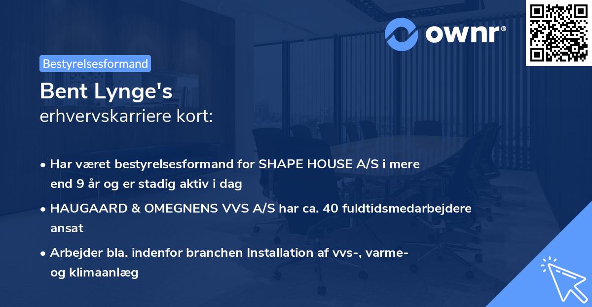 Bent Lynge's erhvervskarriere kort