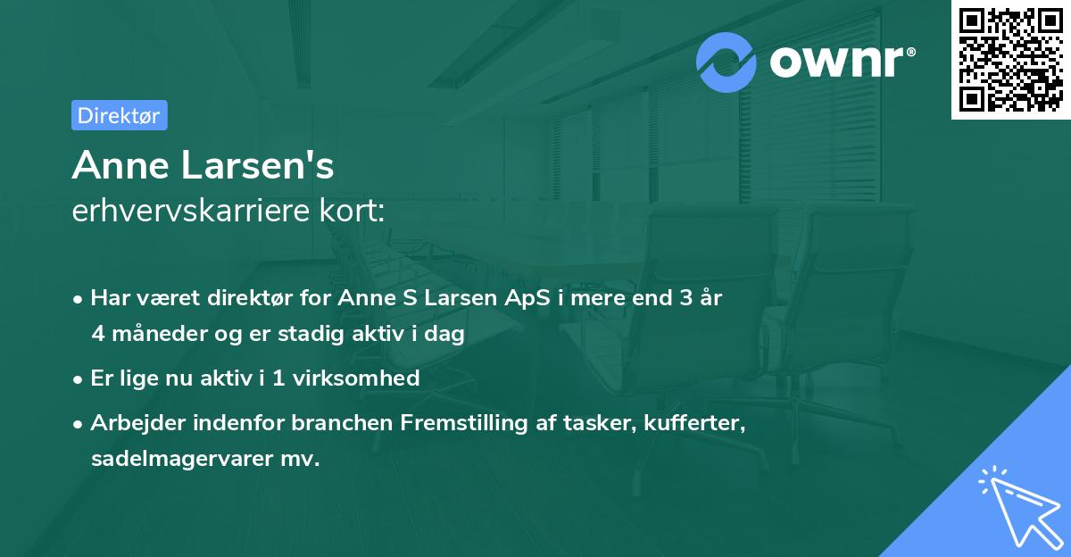 Anne Larsen's erhvervskarriere kort