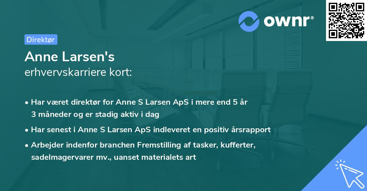 Anne Larsen's erhvervskarriere kort