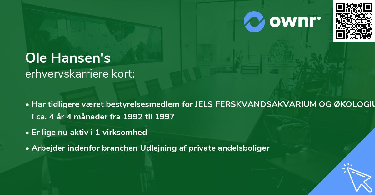 Ole Hansen's erhvervskarriere kort