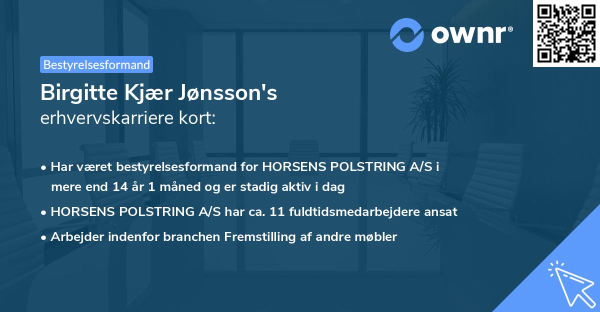 Birgitte Kjær Jønsson's erhvervskarriere kort