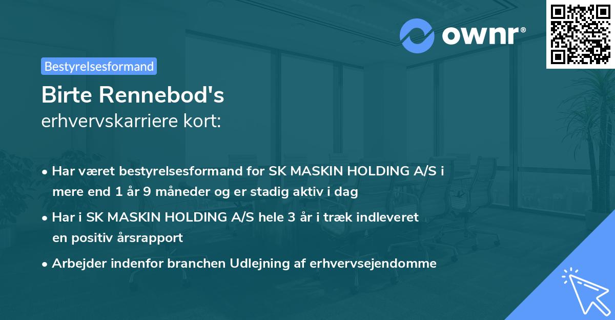 Birte Rennebod's erhvervskarriere kort