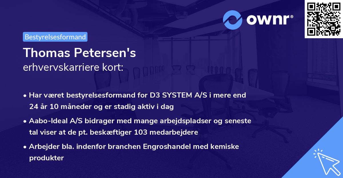 Thomas Petersen's erhvervskarriere kort