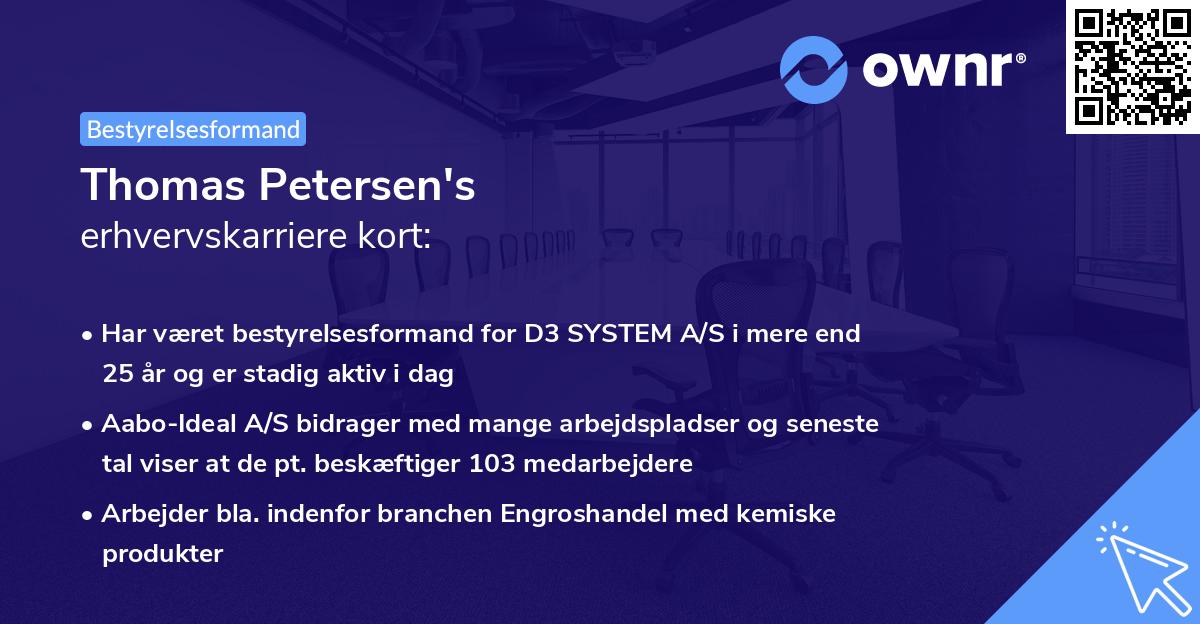 Thomas Petersen's erhvervskarriere kort