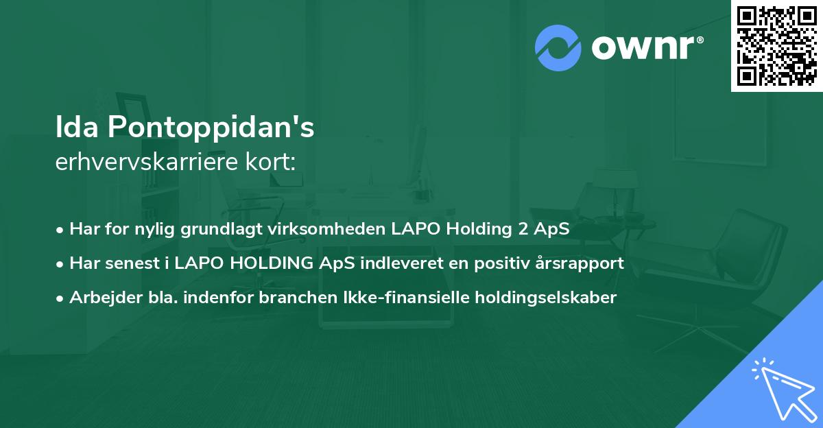 Ida Pontoppidan's erhvervskarriere kort