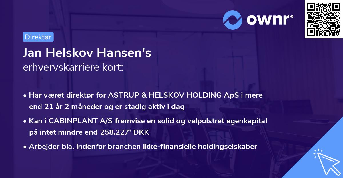 Jan Helskov Hansen's erhvervskarriere kort