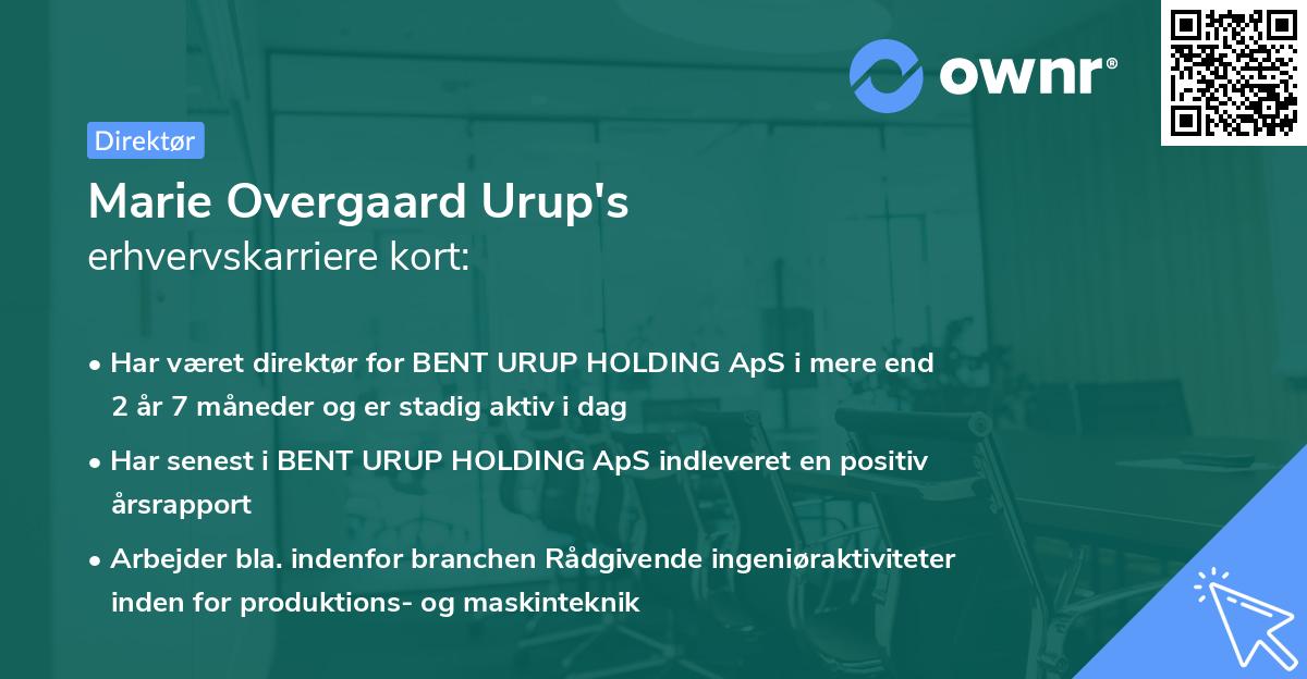 Marie Overgaard Urup's erhvervskarriere kort