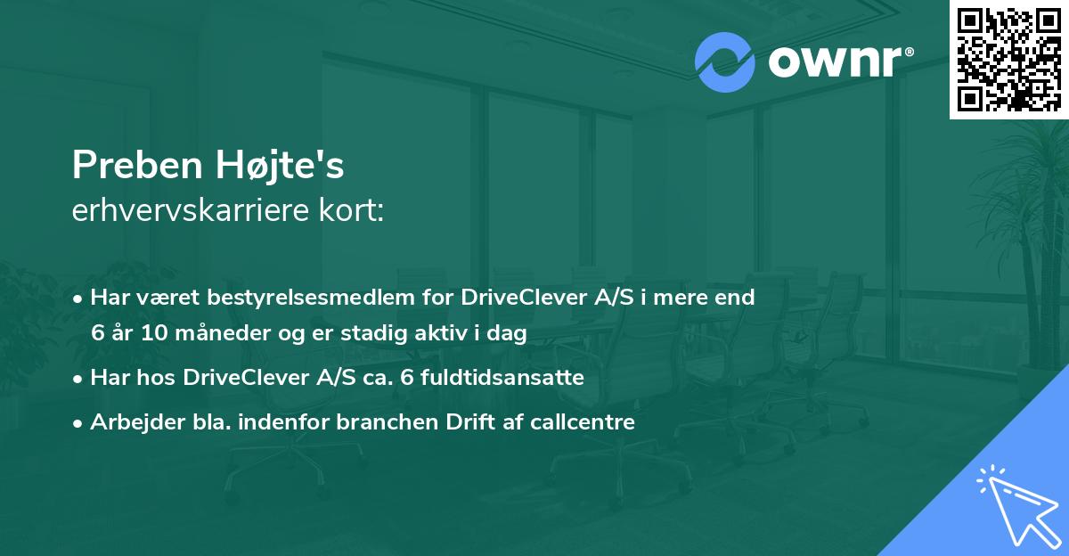 Preben Højte's erhvervskarriere kort