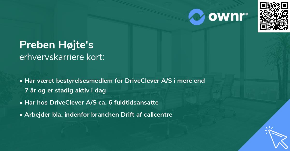 Preben Højte's erhvervskarriere kort