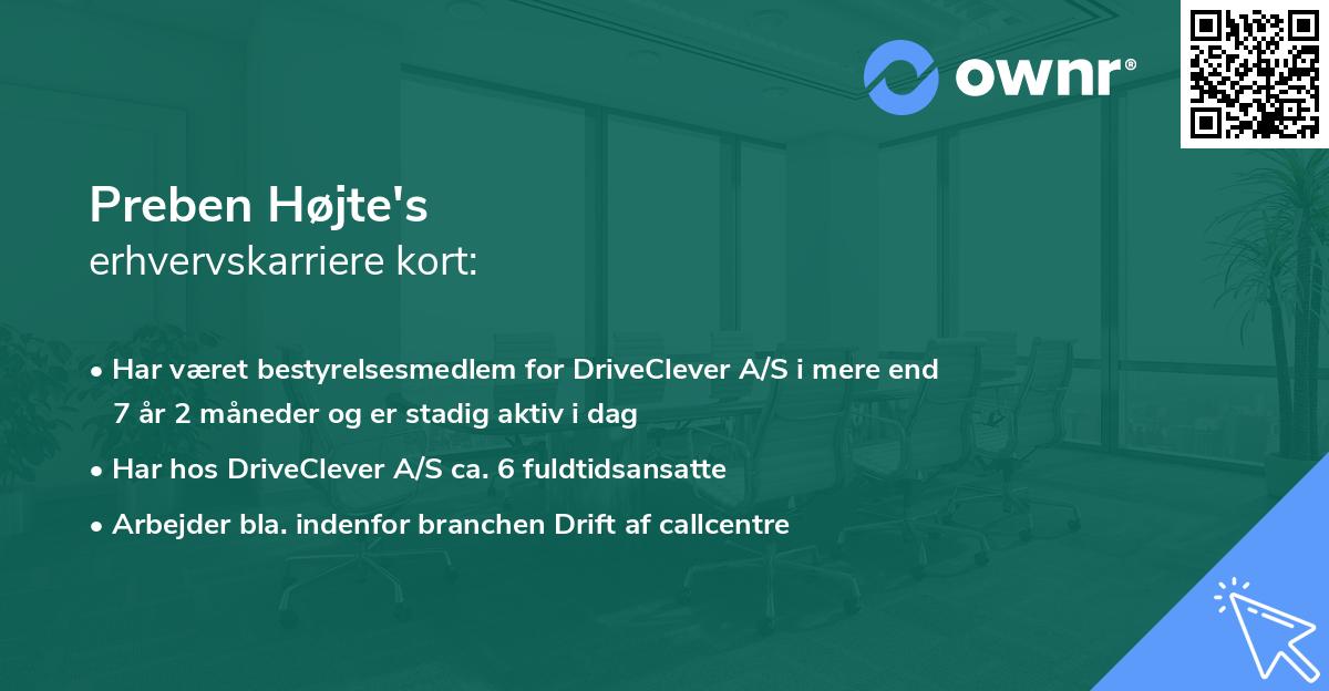 Preben Højte's erhvervskarriere kort