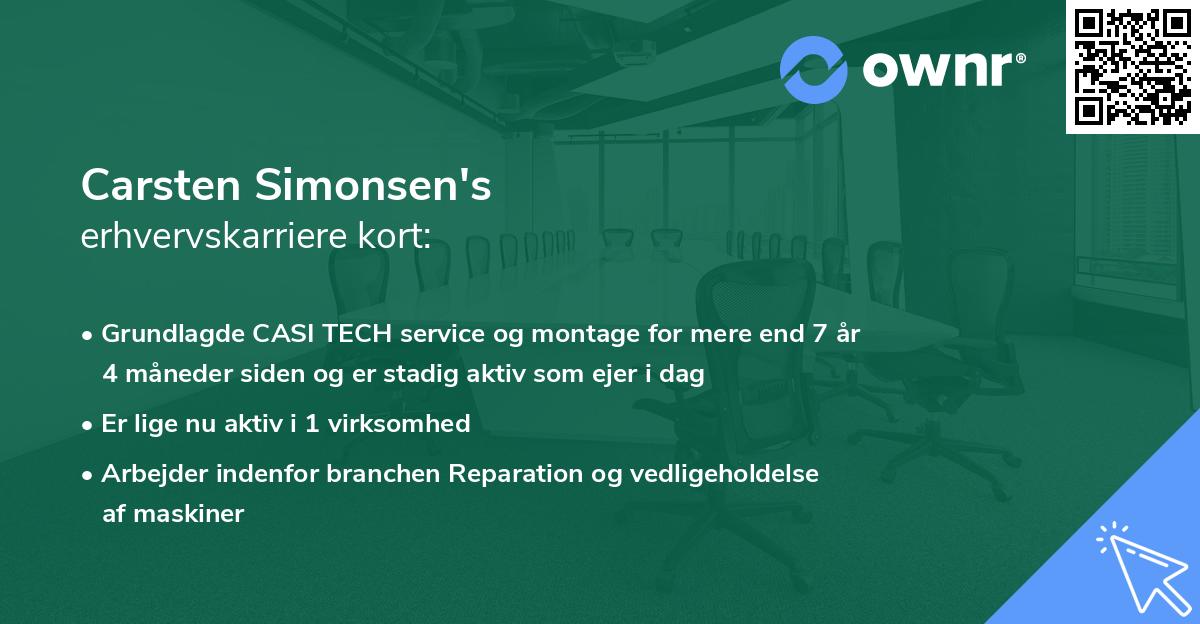 Carsten Simonsen's erhvervskarriere kort